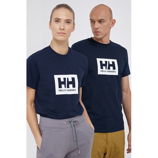 Helly Hansen T-shirt bawełniany kolor granatowy z nadrukiem 53285-096 Helly Hansen XL ANSWEAR.com