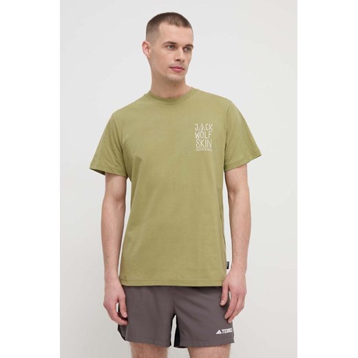 Jack Wolfskin t-shirt Jack Tent męski kolor zielony z nadrukiem 1809791 ze sklepu ANSWEAR.com w kategorii T-shirty męskie - zdjęcie 169821804