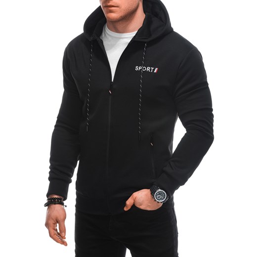 Bluza męska z kapturem 1655B - czarna ze sklepu Edoti w kategorii Bluzy męskie - zdjęcie 169823953
