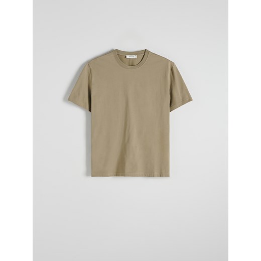 Reserved - Bawełniany t-shirt regular - oliwkowy Reserved M Reserved