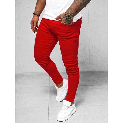 Spodnie jeansowe męskie czerwone OZONEE O/E7887R Ozonee 36 ozonee.pl