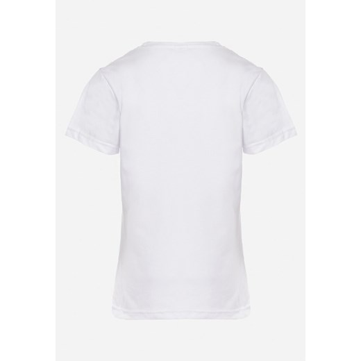 Biała Koszulka z Krótkim Rękawem z Bawełny z Nadrukiem Kucyka Joravia 104 wyprzedaż Born2be Odzież