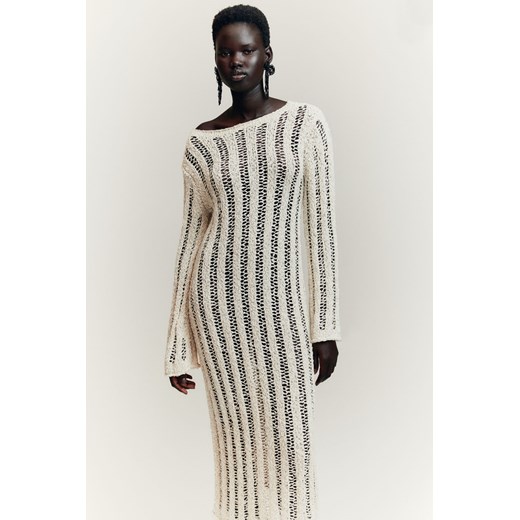 H & M - Sukienka z ażurowej dzianiny - Brązowy ze sklepu H&M w kategorii Sukienki - zdjęcie 169834000