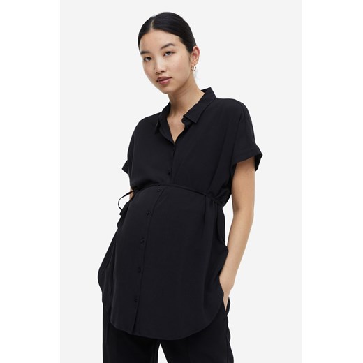 H & M - MAMA Bluzka z wiązanym paskiem - Czarny H & M XS H&M