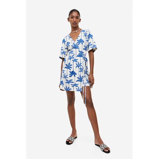 H & M - Kopertowa sukienka z bawełnianego dżerseju - Beżowy H & M XL H&M