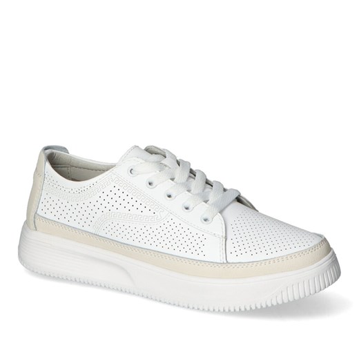 Półbuty Sneakersy Sergio Leone SP020 Białe/Beż lico ze sklepu Arturo-obuwie w kategorii Półbuty damskie - zdjęcie 169835141