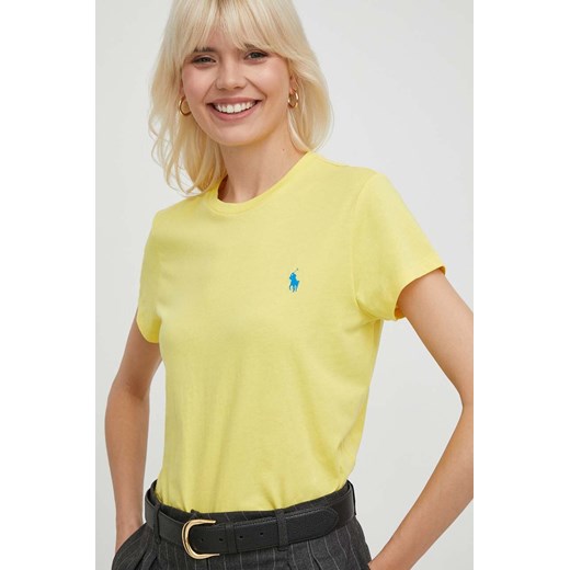 Polo Ralph Lauren t-shirt bawełniany damski kolor żółty ze sklepu ANSWEAR.com w kategorii Bluzki damskie - zdjęcie 169836564