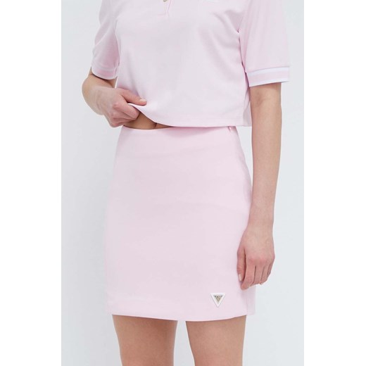 Guess spódnica MYLAH kolor różowy mini prosta V4GD03 KBFB2 ze sklepu ANSWEAR.com w kategorii Spódnice - zdjęcie 169836823