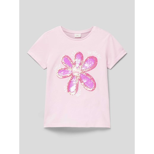 T-shirt z cekinowym obszyciem ze sklepu Peek&Cloppenburg  w kategorii Bluzki dziewczęce - zdjęcie 169838234