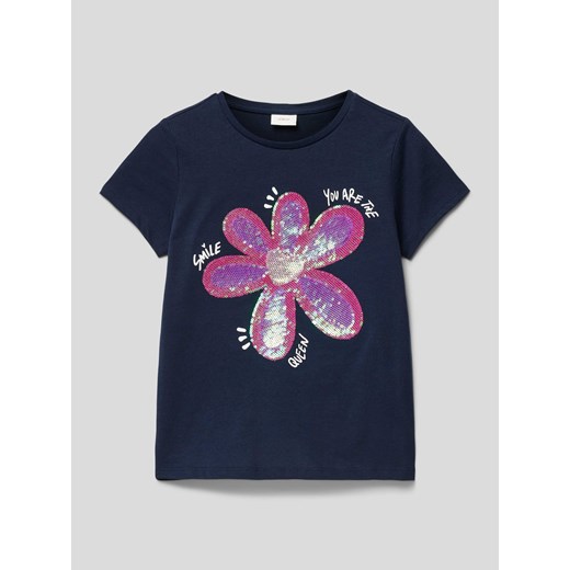T-shirt z cekinowym obszyciem ze sklepu Peek&Cloppenburg  w kategorii Bluzki dziewczęce - zdjęcie 169838334