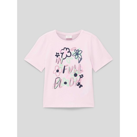 T-shirt z kwiatowym nadrukiem z napisem ze sklepu Peek&Cloppenburg  w kategorii Bluzki dziewczęce - zdjęcie 169838461