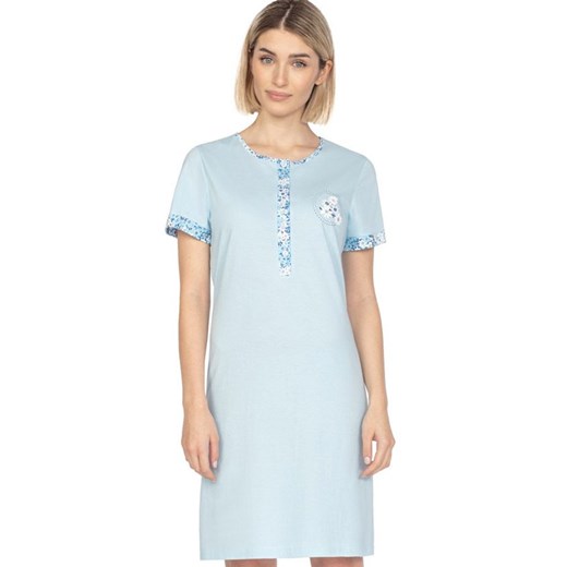 Bawełniana koszula damska niebieska 124, Kolor niebieski, Rozmiar M, Regina ze sklepu Primodo w kategorii Koszule nocne - zdjęcie 169840441
