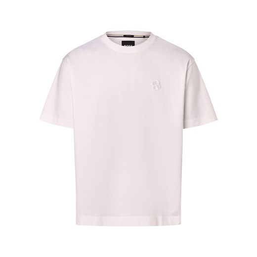 BOSS Koszulka męska - Tames 10 Mężczyźni Bawełna biały jednolity ze sklepu vangraaf w kategorii T-shirty męskie - zdjęcie 169843262