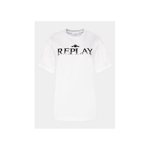 Replay T-Shirt W3698P.000.23608P Biały Regular Fit ze sklepu MODIVO w kategorii Bluzki damskie - zdjęcie 169844160