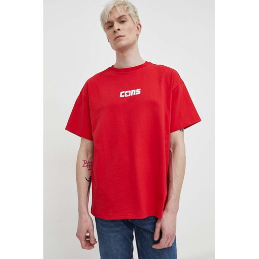 T-shirt męski czerwony Converse z krótkim rękawem 