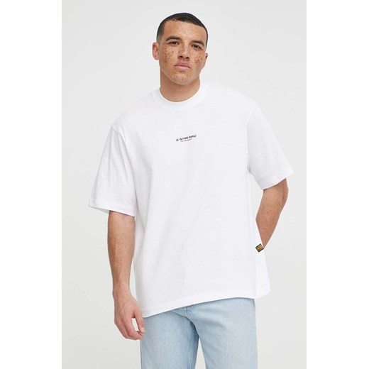 G-Star Raw t-shirt bawełniany męski kolor biały z aplikacją ze sklepu ANSWEAR.com w kategorii T-shirty męskie - zdjęcie 169844650