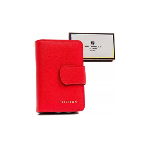 Pionowy portfel damski czerwony ze skóry ekologicznej - Peterson ze sklepu 5.10.15 w kategorii Portfele damskie - zdjęcie 169845513