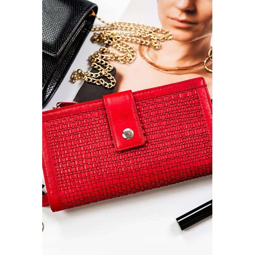 Duży portfel damski czerwony ze skóry naturalnej - Rovicky ze sklepu 5.10.15 w kategorii Portfele damskie - zdjęcie 169845592