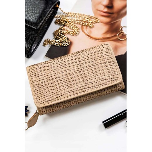 Duży portfel damski beżowy ze skóry naturalnej - Rovicky ze sklepu 5.10.15 w kategorii Portfele damskie - zdjęcie 169845600