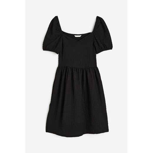 H & M - Dżersejowa sukienka z bufkami - Czarny H & M XS H&M