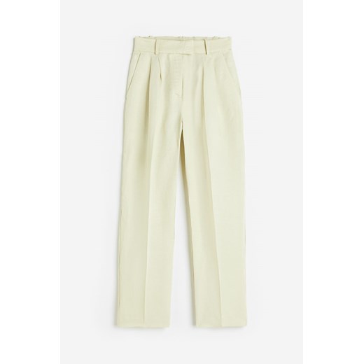H & M - Zwężane spodnie z domieszką lnu - Zielony ze sklepu H&M w kategorii Spodnie damskie - zdjęcie 169849253