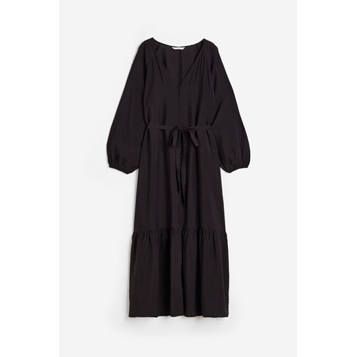H & M - Sukienka z guzikami i wiązanym paskiem - Czarny H & M XS H&M