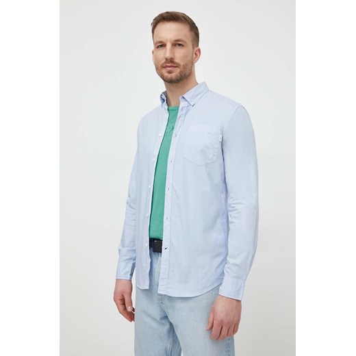 Pepe Jeans koszula bawełniana Prince męska kolor niebieski regular z kołnierzykiem button-down ze sklepu ANSWEAR.com w kategorii Koszule męskie - zdjęcie 169849441