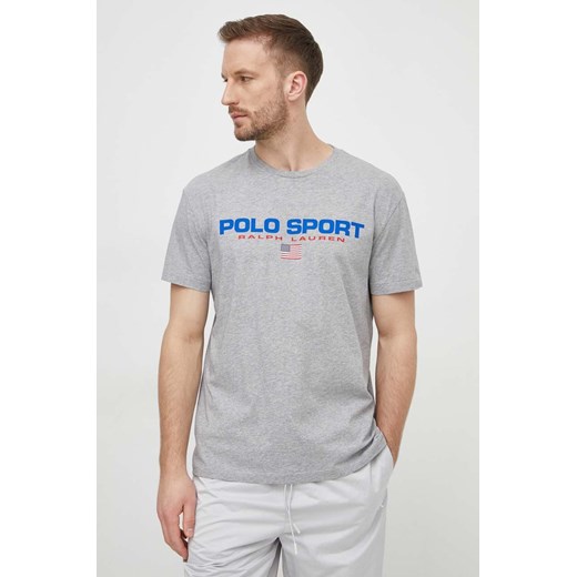 Polo Ralph Lauren t-shirt bawełniany męski kolor szary z nadrukiem 710750444 ze sklepu ANSWEAR.com w kategorii T-shirty męskie - zdjęcie 169849460