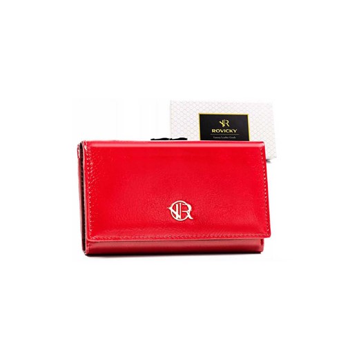 Pojemny portfel damski czerwony ze skóry naturalnej i ekologicznej - Rovicky ze sklepu 5.10.15 w kategorii Portfele damskie - zdjęcie 169851741