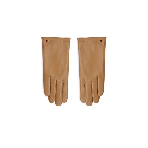Tommy Hilfiger Rękawiczki Damskie Essential Flag Leather Gloves AW0AW15360 Beżowy ze sklepu MODIVO w kategorii Rękawiczki damskie - zdjęcie 169852941