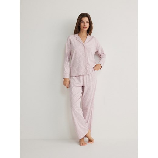 Reserved - Wzorzysta dwuczęściowa piżama - różowy ze sklepu Reserved w kategorii Piżamy damskie - zdjęcie 169858400