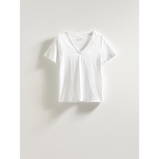 Reserved - Bawełniany t-shirt - biały ze sklepu Reserved w kategorii Bluzki damskie - zdjęcie 169858823