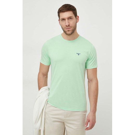 Barbour t-shirt bawełniany kolor zielony gładki MTS0331 ze sklepu ANSWEAR.com w kategorii T-shirty męskie - zdjęcie 169858893