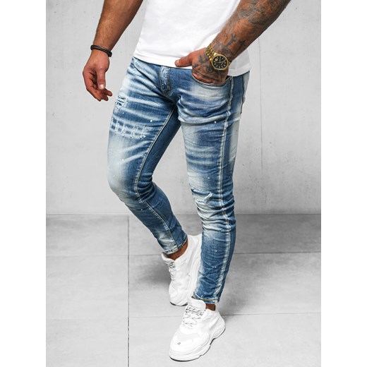 Spodnie jeansowe męskie niebieskie OZONEE O/BC1068/1 ze sklepu ozonee.pl w kategorii Jeansy męskie - zdjęcie 169860794