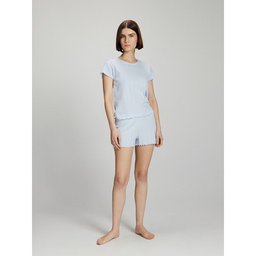 Reserved - Dwuczęściowa piżama z mereżką - jasnoniebieski ze sklepu Reserved w kategorii Piżamy damskie - zdjęcie 169862362