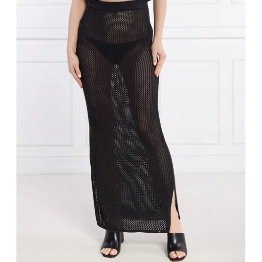 Spódnica Tommy Jeans czarna bawełniana midi