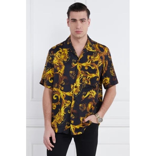 Koszula męska Versace Jeans z klasycznym kołnierzykiem w nadruki z krótkimi rękawami
