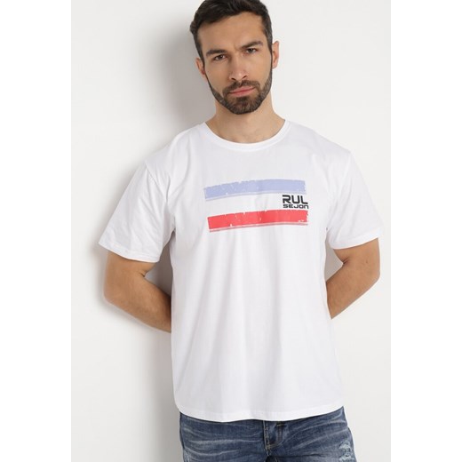 Biała Koszulka Bawełniana z Nadrukiem Junikobia ze sklepu Born2be Odzież w kategorii T-shirty męskie - zdjęcie 169867950