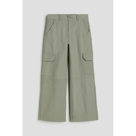 H & M - Szerokie spodnie cargo - Zielony H & M 152 (11-12Y) H&M