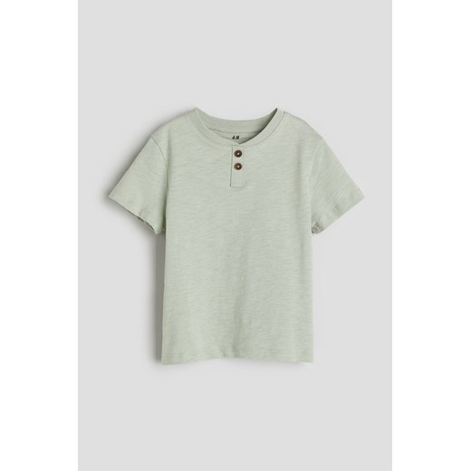 H & M - Bawełniany T-shirt henley - Zielony H & M 98;104 (2-4Y) H&M