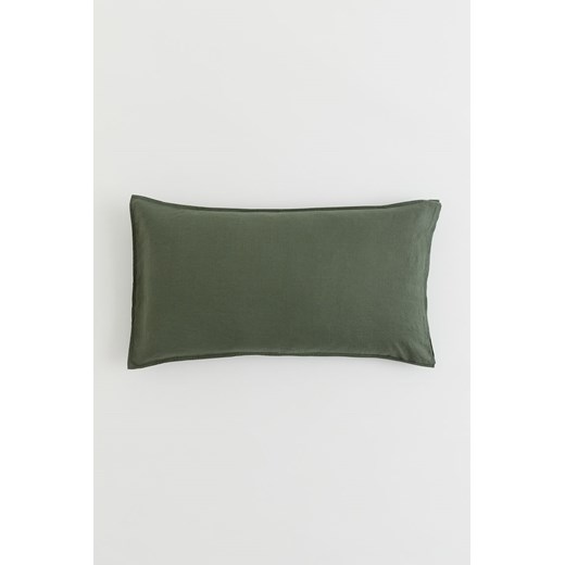 H & M - Poszewka na poduszkę wykonana ze spranego lnu - Zielony ze sklepu H&M w kategorii Poszewki na poduszki - zdjęcie 169871704