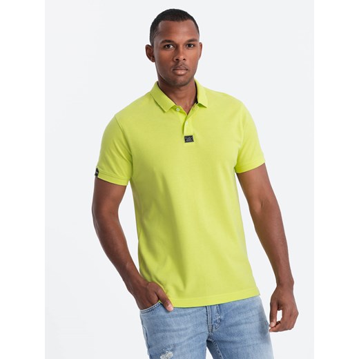 Koszulka męska polo z kołnierzykiem - limonkowa V8 S1745 ze sklepu ombre w kategorii T-shirty męskie - zdjęcie 169872674