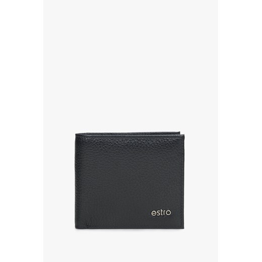 Estro: Kompaktowy portfel męski ze skóry naturalnej w kolorze czarnym ze sklepu Estro w kategorii Portfele męskie - zdjęcie 169873973