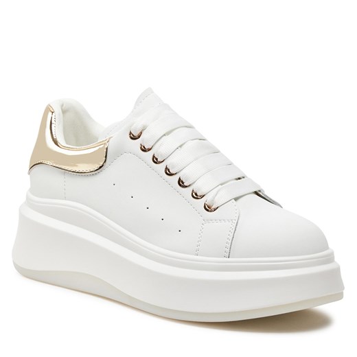 Buty sportowe damskie Goe sneakersy białe sznurowane na platformie 