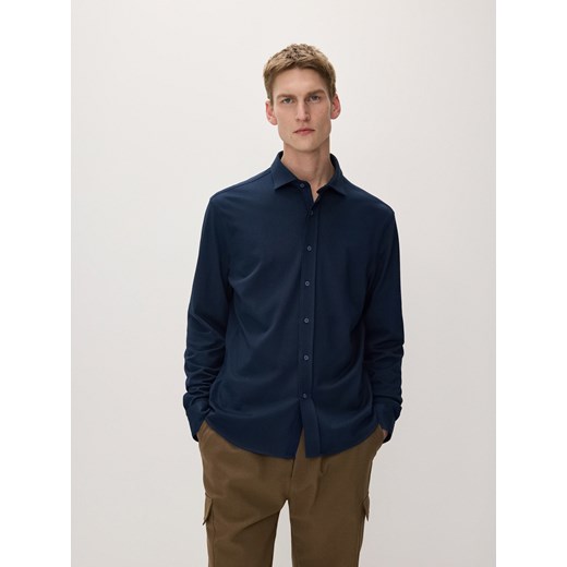 Reserved - Dzianinowa koszula slim fit - granatowy Reserved S Reserved