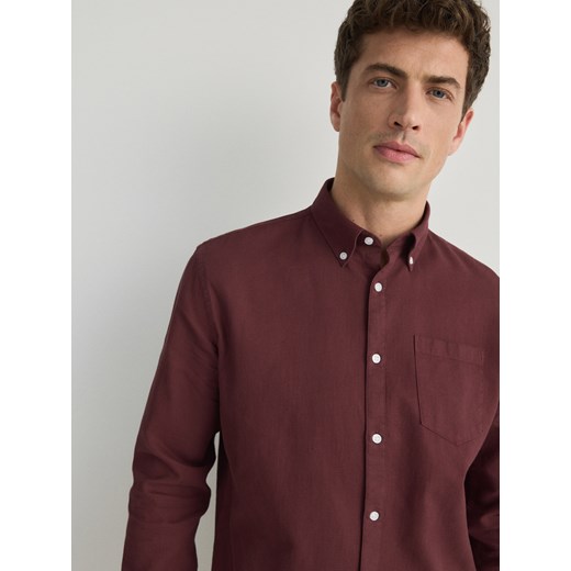 Reserved - Strukturalna koszula regular fit - kasztanowy ze sklepu Reserved w kategorii Koszule męskie - zdjęcie 169879022