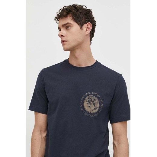 Marc O&apos;Polo t-shirt bawełniany męski kolor granatowy z nadrukiem ze sklepu ANSWEAR.com w kategorii T-shirty męskie - zdjęcie 169880051