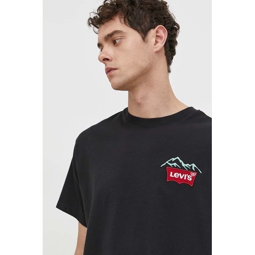 Levi&apos;s t-shirt bawełniany męski kolor czarny z aplikacją L ANSWEAR.com