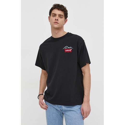 Levi&apos;s t-shirt bawełniany męski kolor czarny z aplikacją L ANSWEAR.com