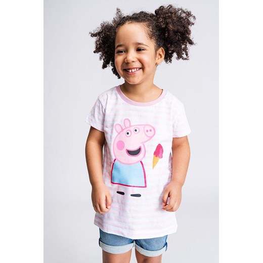 Różowa koszulka dziewczęca w paski Świnka Peppa ze sklepu 5.10.15 w kategorii Bluzki dziewczęce - zdjęcie 169880282
